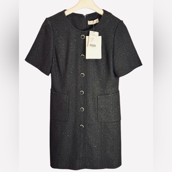 FRONTROW Elegant Black Short Sleeve Dress Size Medium NWT - Picture 3 of 6